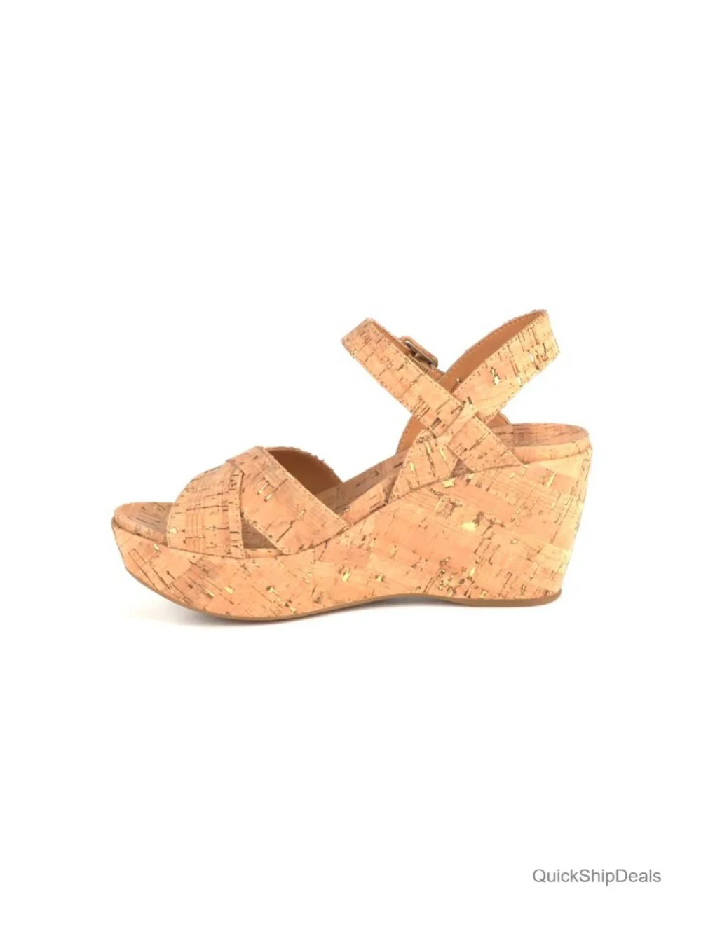 Full Grain Leather Wedge Sandals with Cork Base